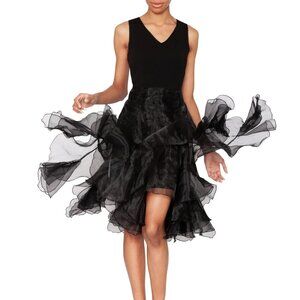 White Tie by Shani Black Tiered Fit & Flare V-Neck Dress NWT 4 Sleeveless Formal